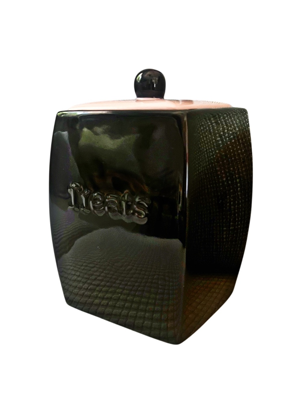Retro Black/Pink Ceramic Pet Treat 6” Canister